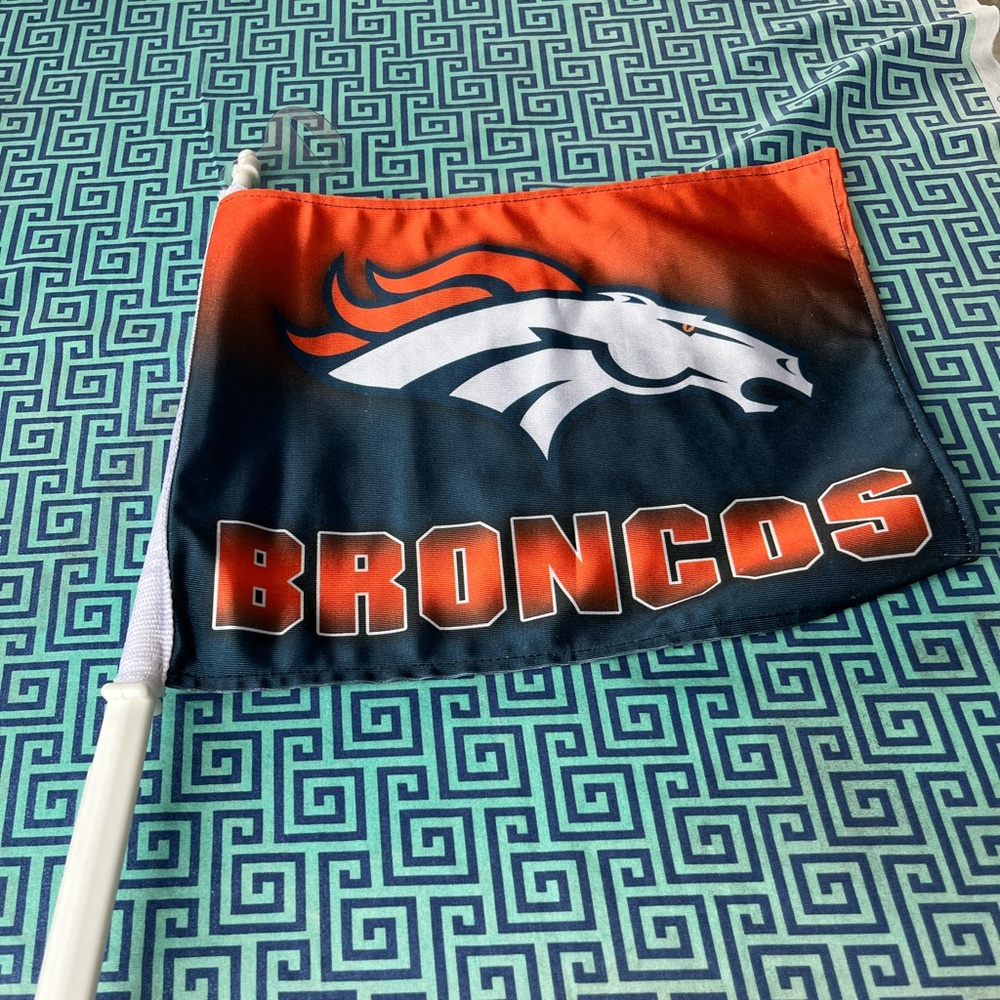 Denver Bronco car flags set of two